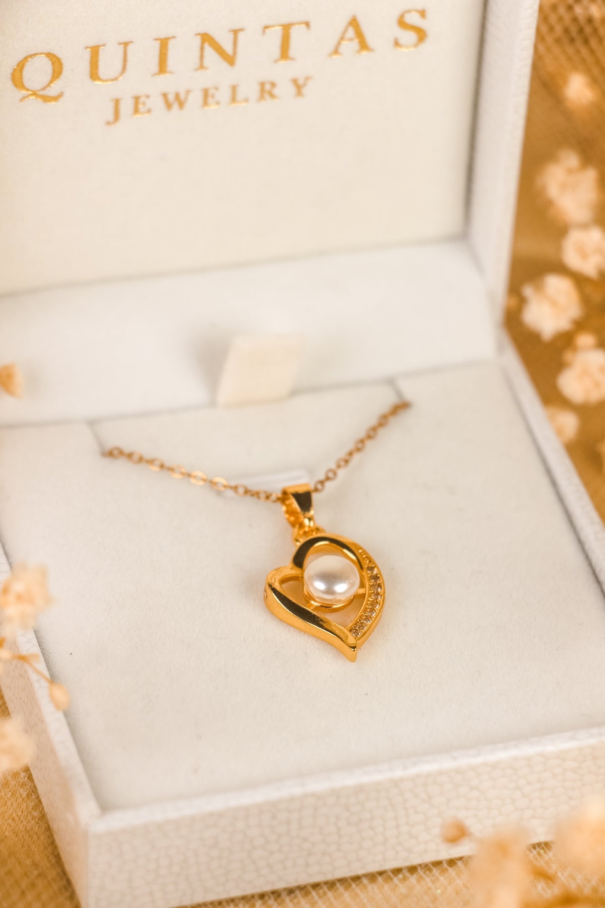 Solana Heart Pearl Necklace