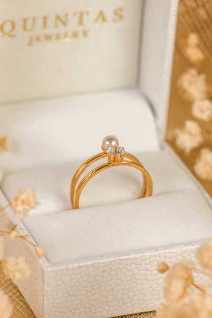 Grace Pearl and Diamond Ring