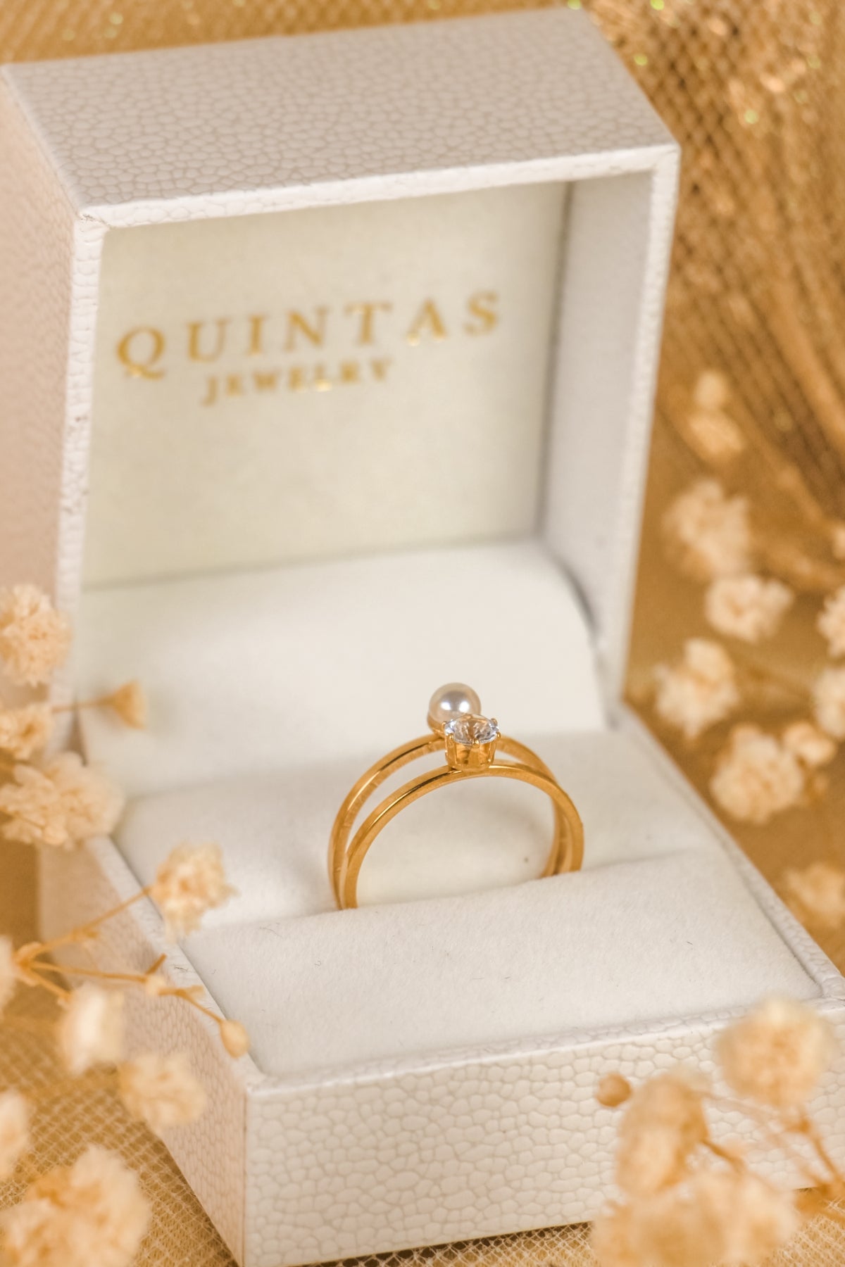 Grace Pearl and Diamond Ring
