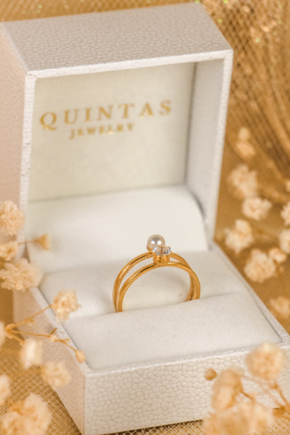 Grace Pearl and Diamond Ring
