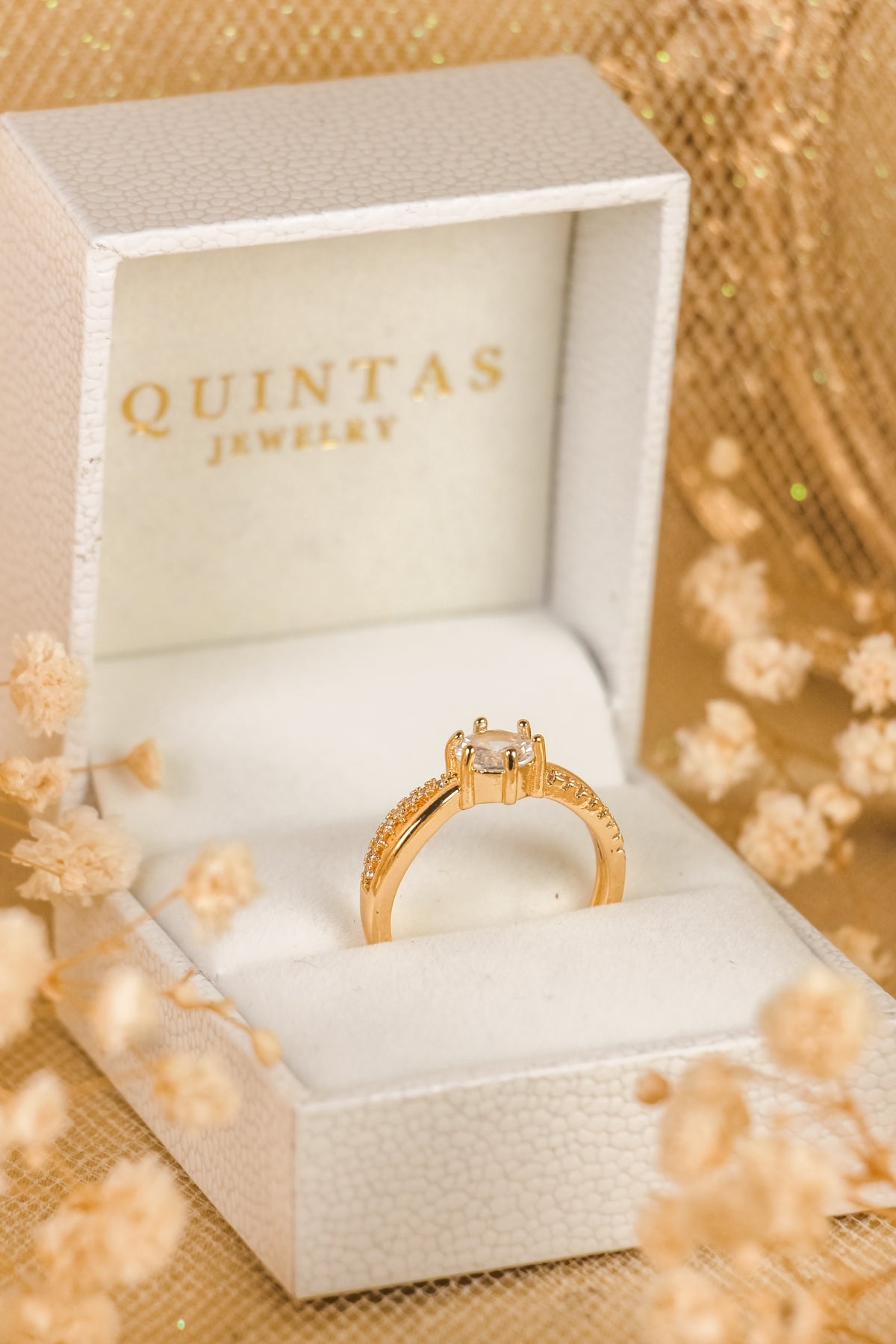 Celeste Solitaire Gold Ring (Adjustable)