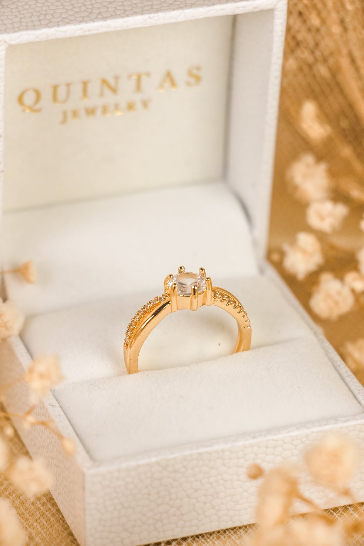 Celeste Solitaire Gold Ring (Adjustable)