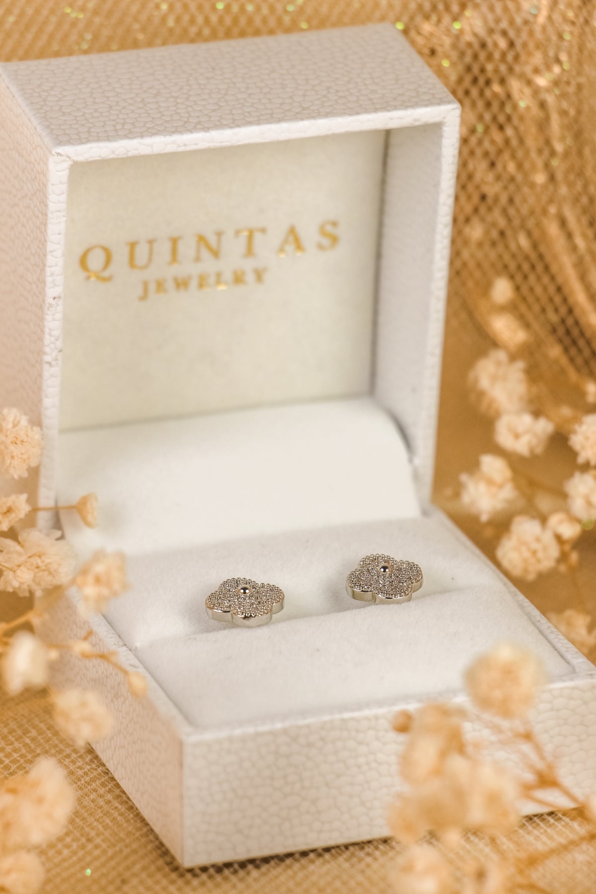Lucia Silver Clover Stud Earrings