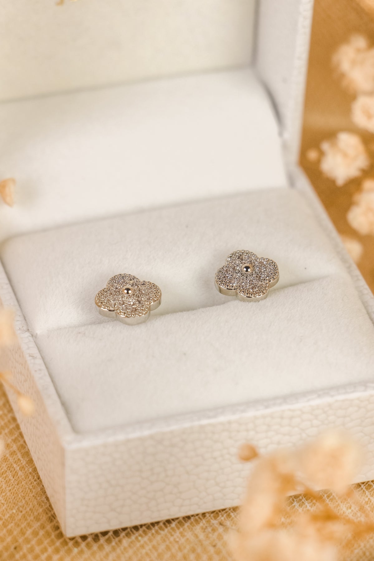Lucia Silver Clover Stud Earrings