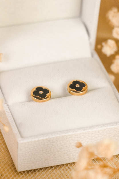 Midnight Clover Stud Earrings