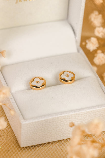 Ivory Clover Stud Earrings