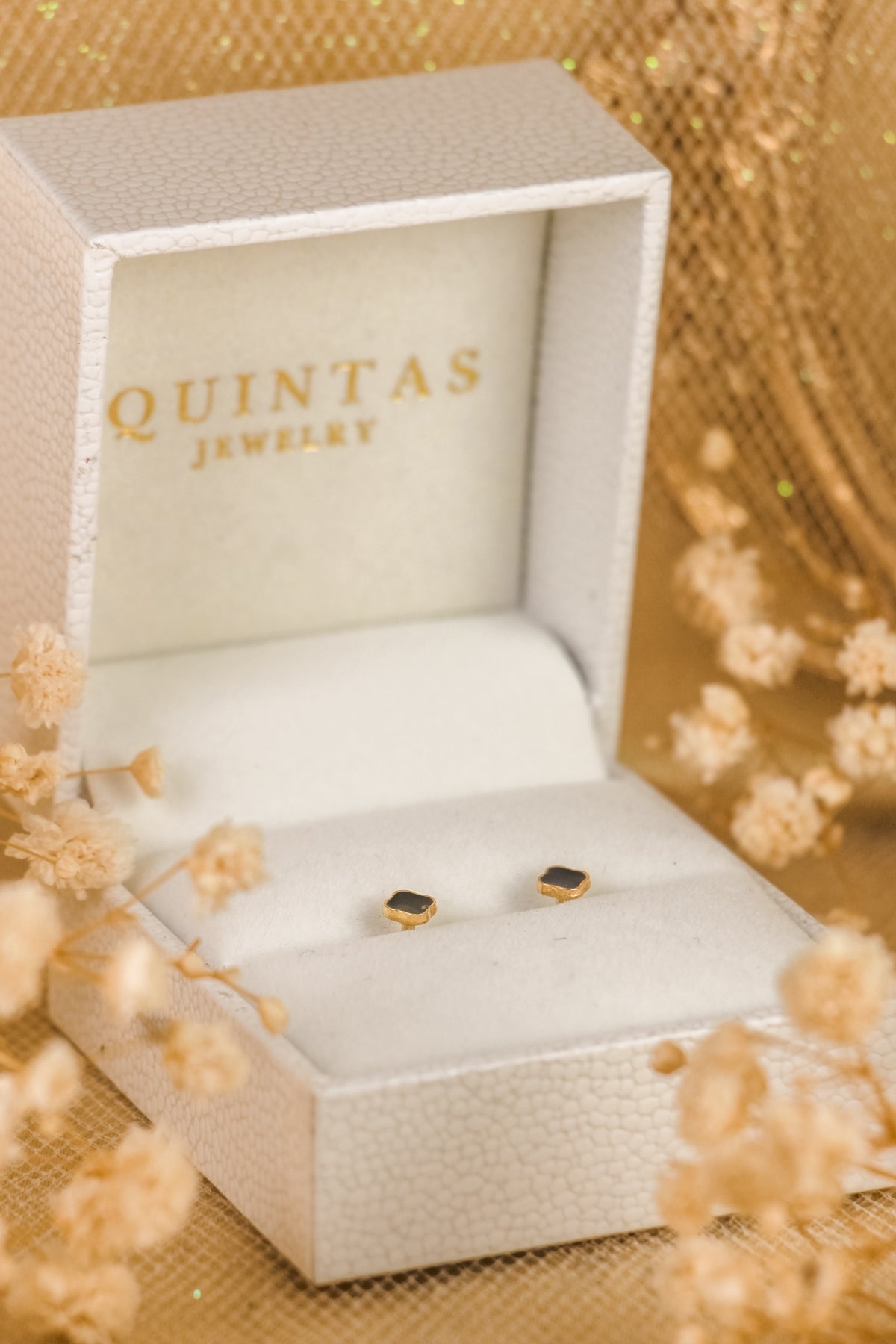 Noir Clover Flatback Earrings