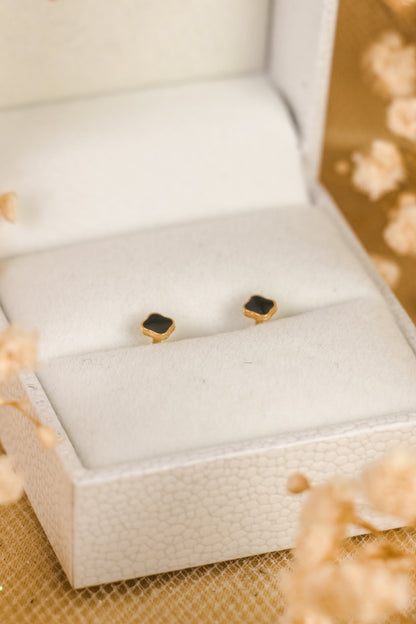 Noir Clover Flatback Earrings