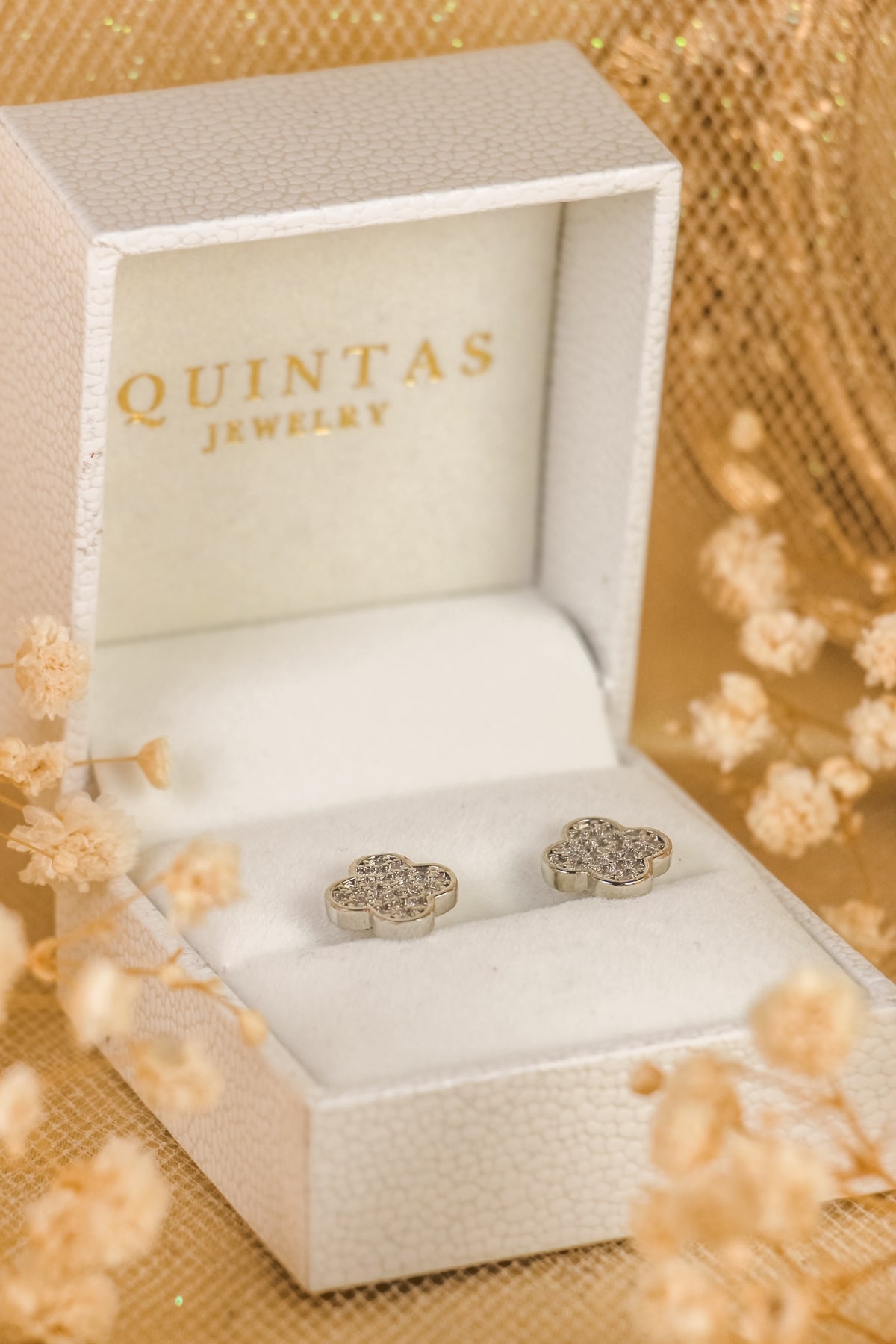 Classic Clover Silver Stud Earrings