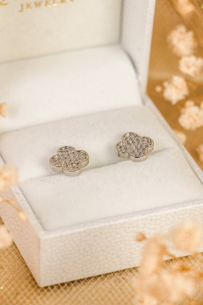 Classic Clover Silver Stud Earrings