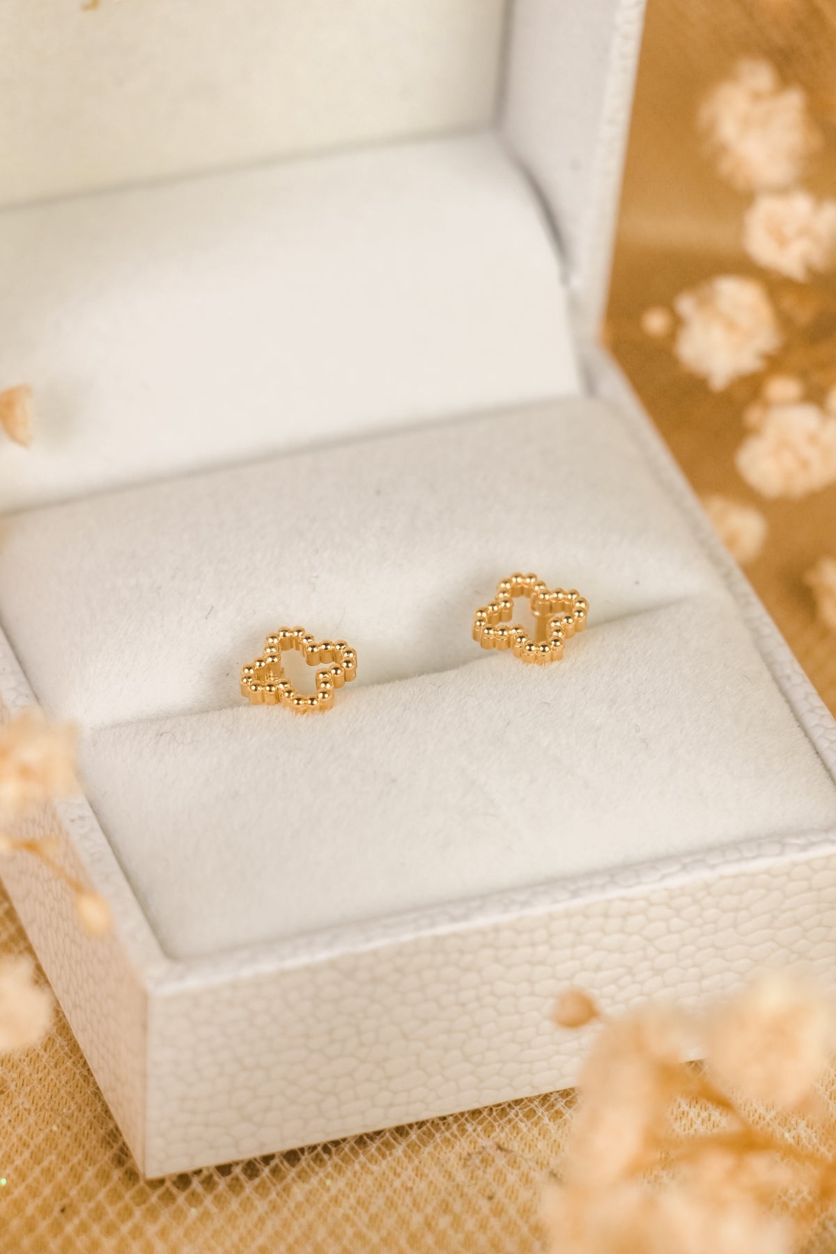 Golden Clover Stud Earrings
