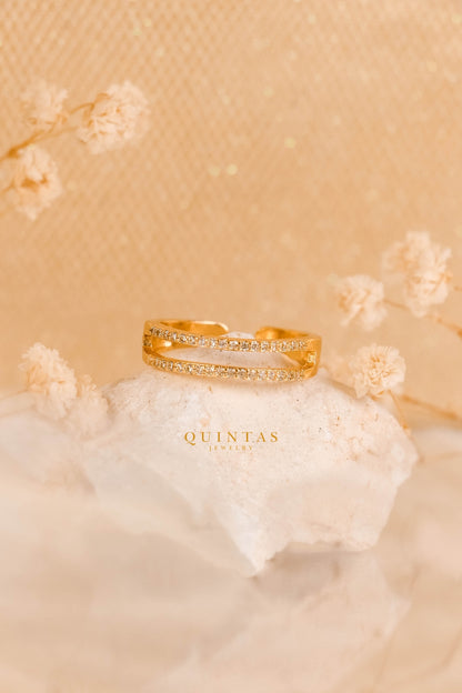 Adriana Double Bar Ring (Adjustable)