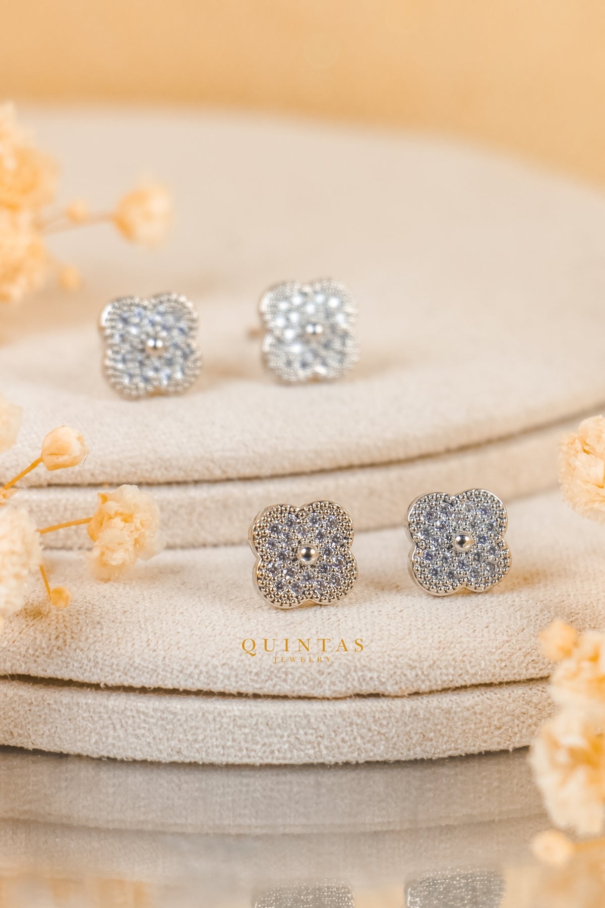 Lucia Silver Clover Stud Earrings