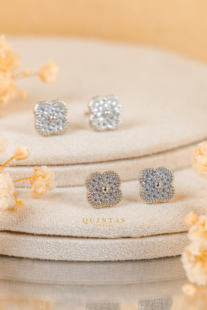 Lucia Silver Clover Stud Earrings
