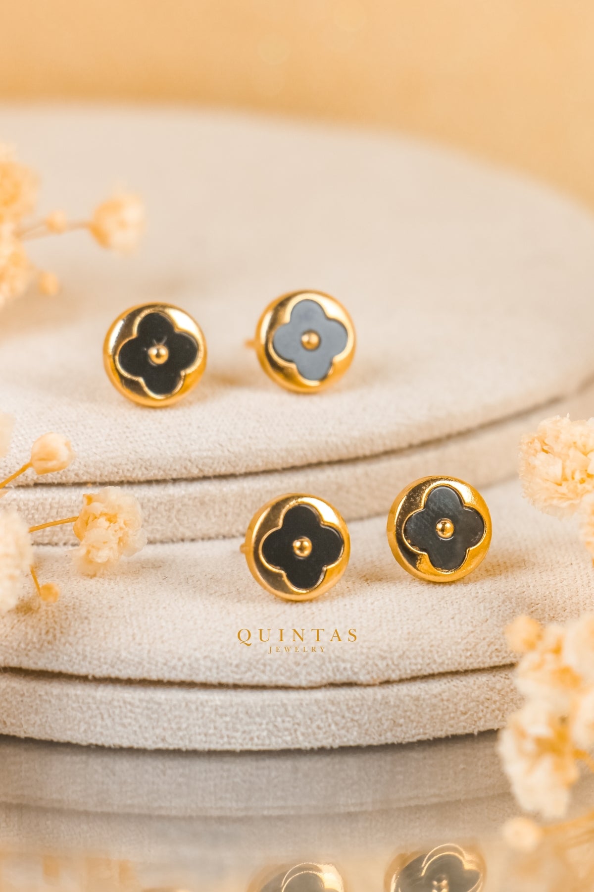 Midnight Clover Stud Earrings