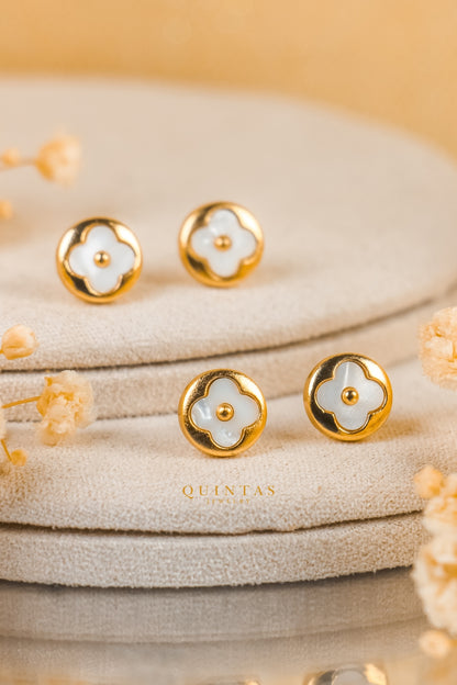 Ivory Clover Stud Earrings