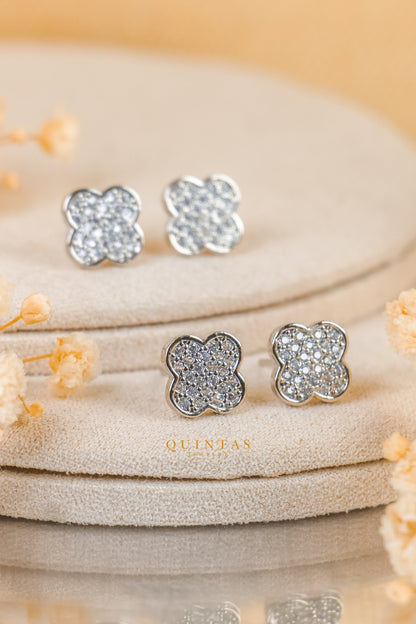 Classic Clover Silver Stud Earrings