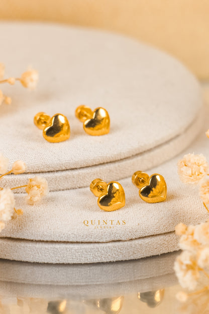Golden Love Flatback Earrings