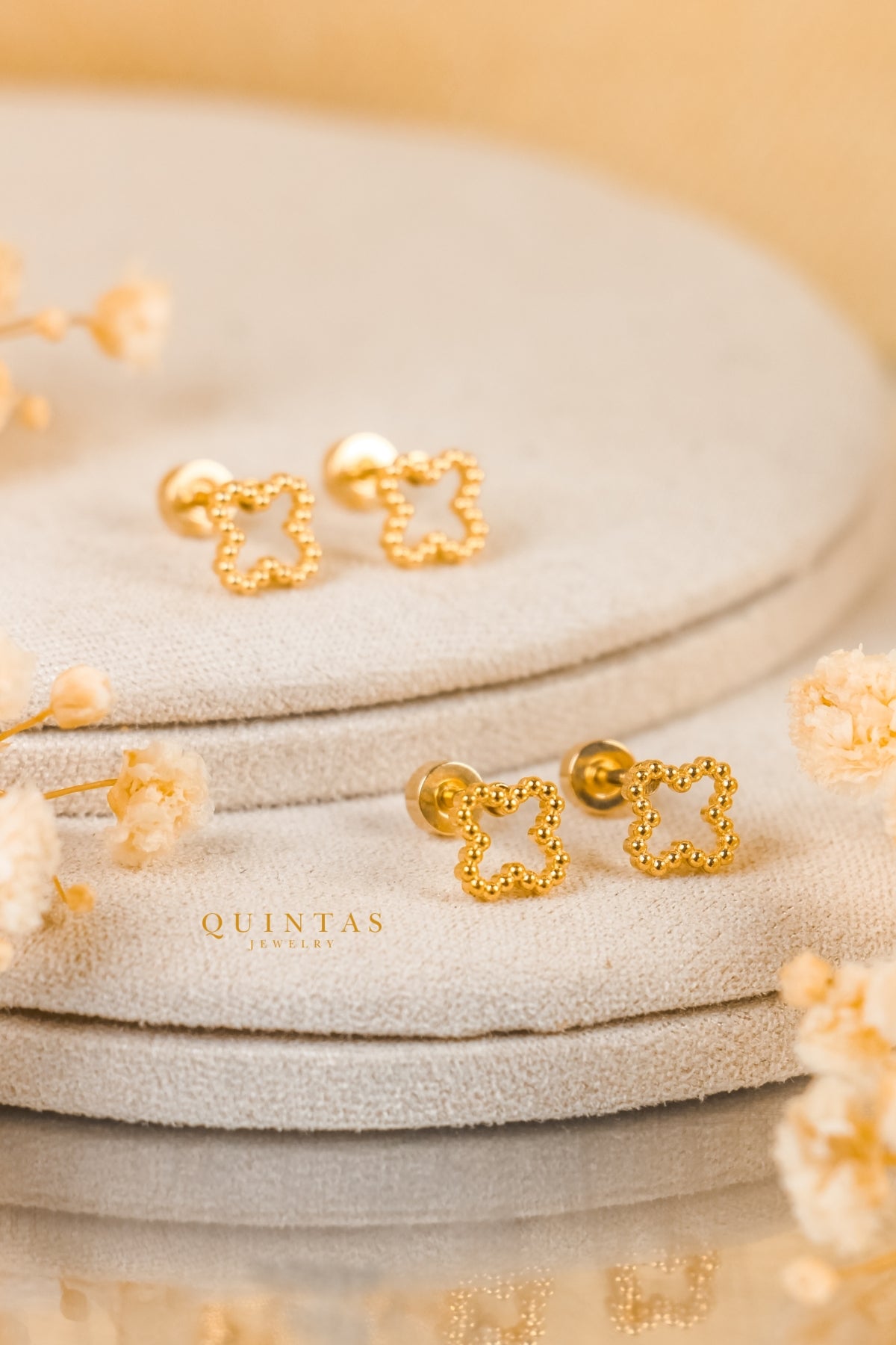 Golden Clover Stud Earrings