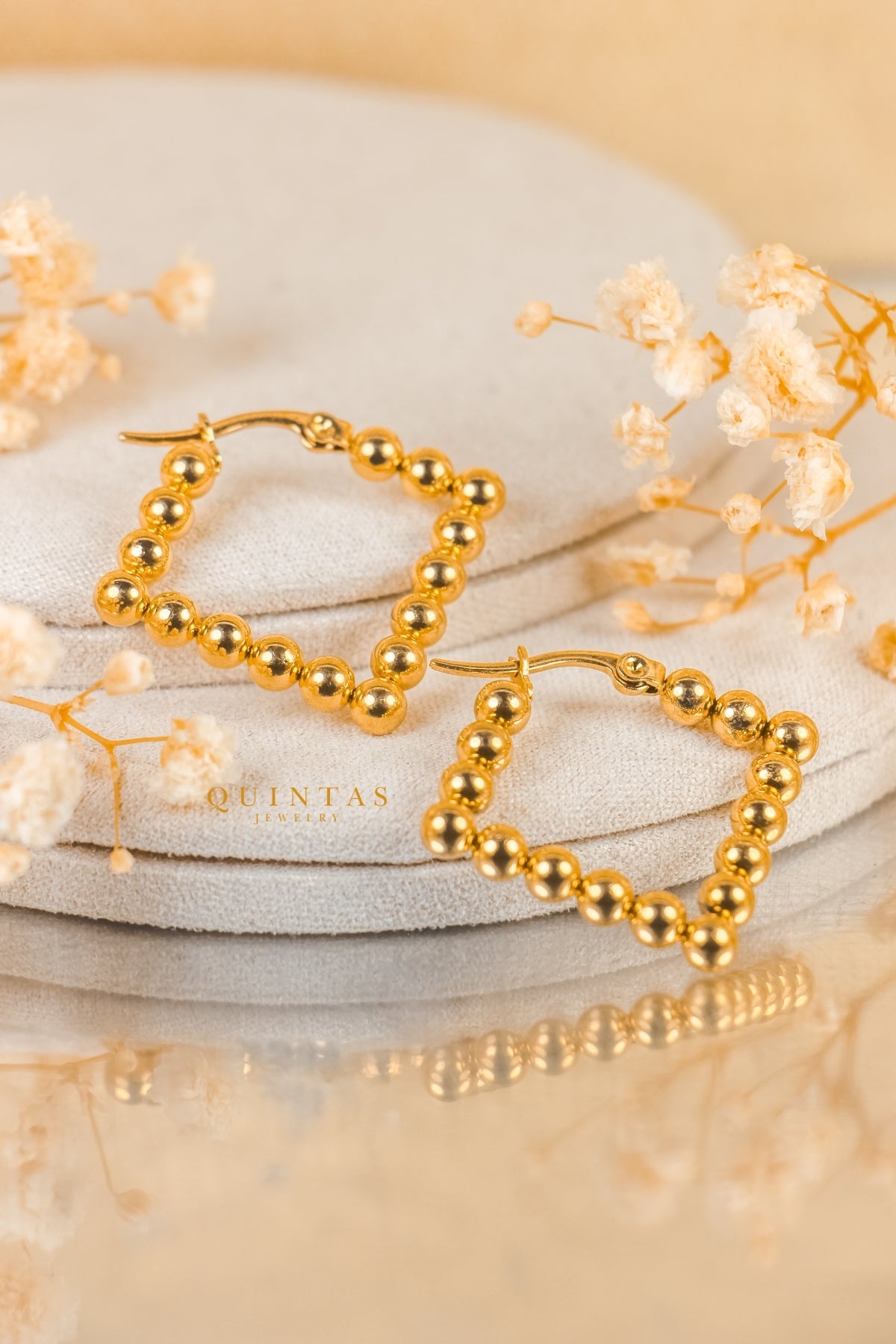 Golden Beaded Hoop Earrings