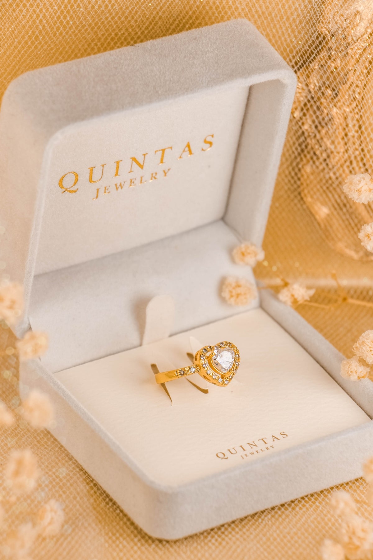 Beatrice Diamond Heart Ring (Adjustable)