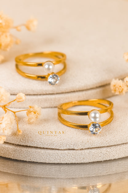 Grace Pearl and Diamond Ring