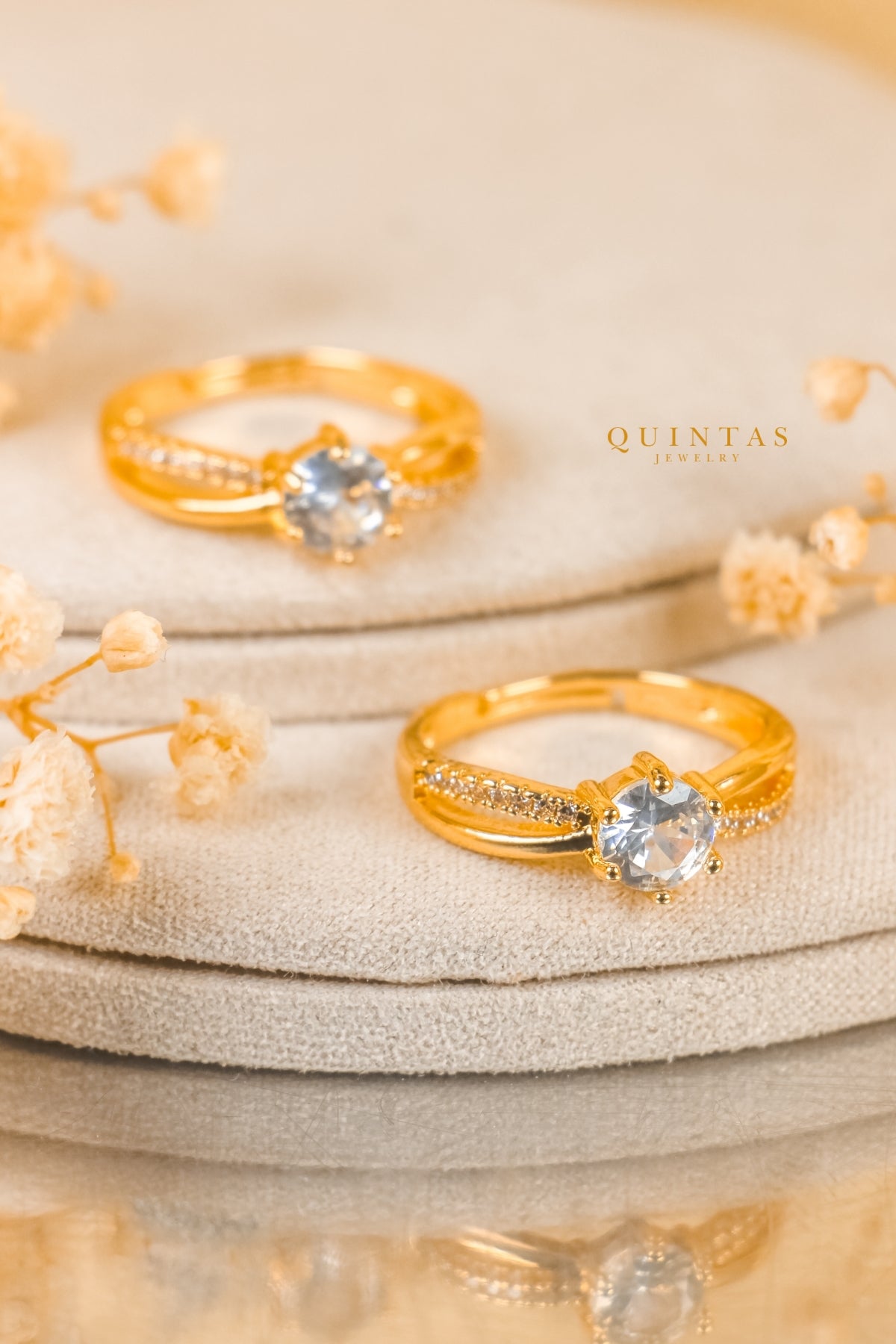 Celeste Solitaire Gold Ring (Adjustable)