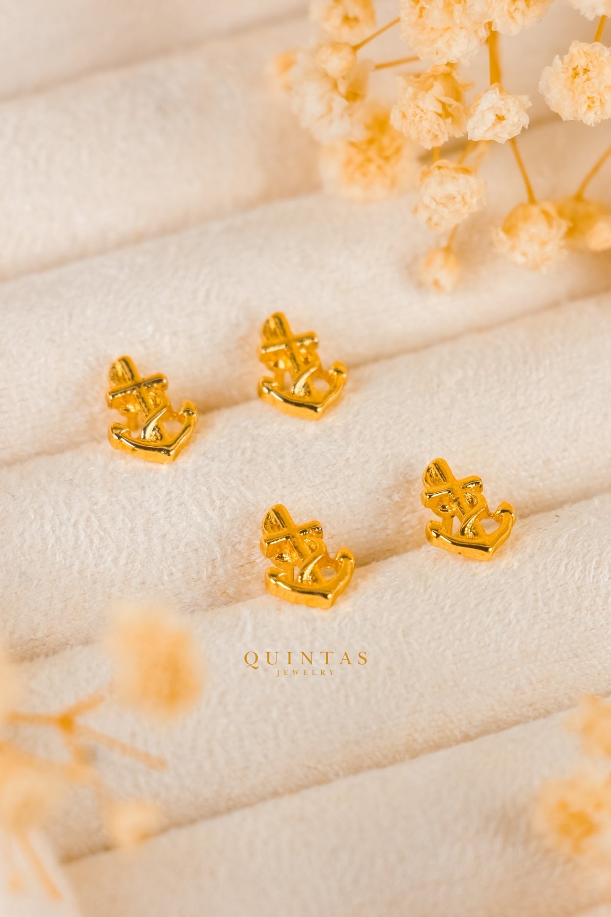Golden Anchor Stud Earrings