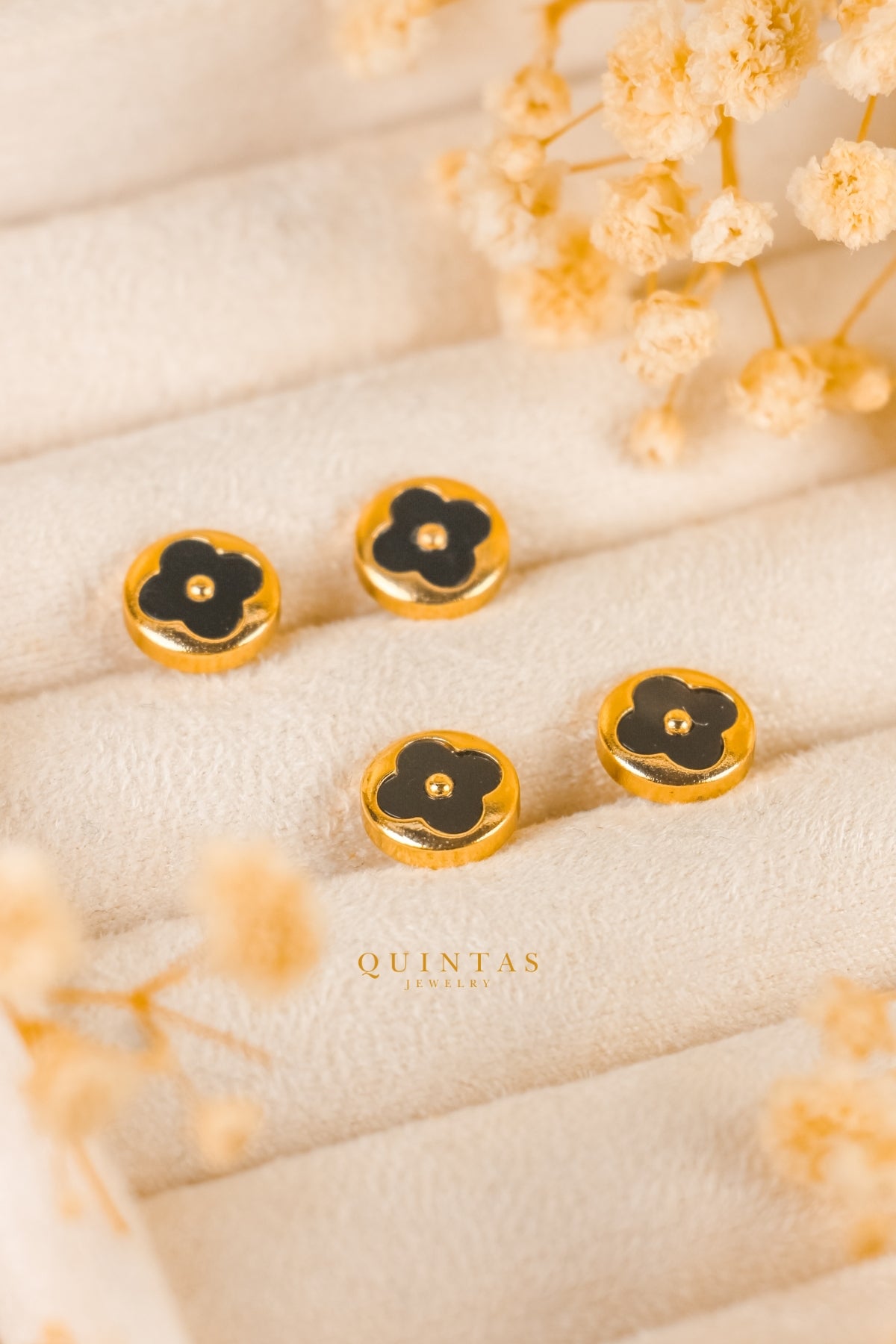 Midnight Clover Stud Earrings