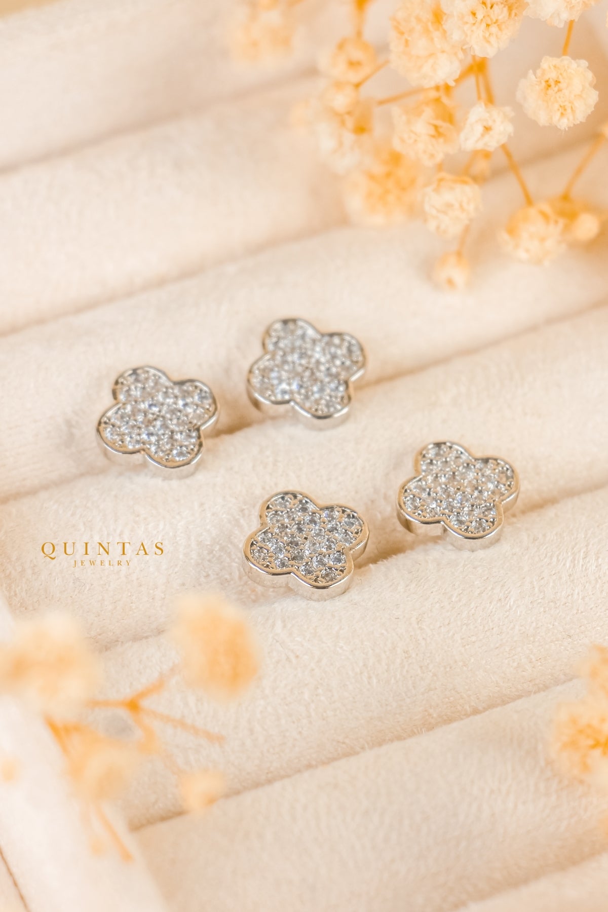 Classic Clover Silver Stud Earrings