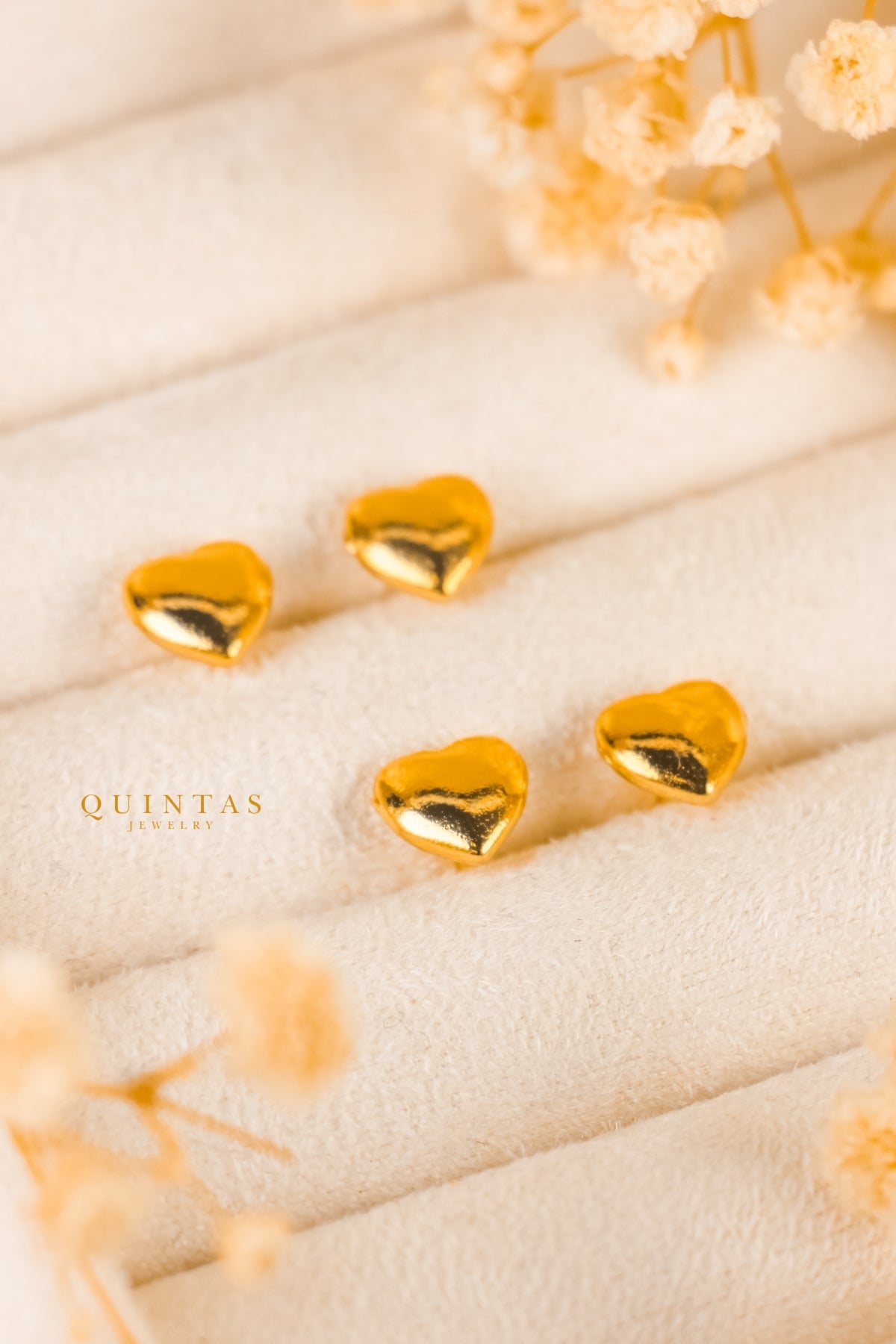 Golden Love Flatback Earrings