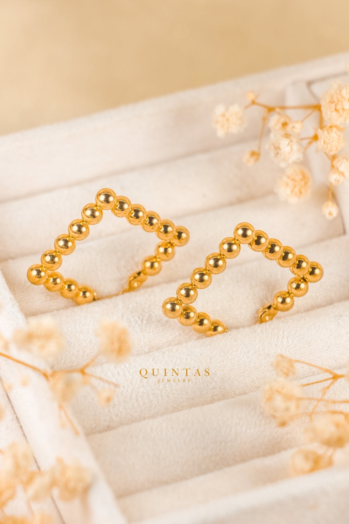 Golden Beaded Hoop Earrings
