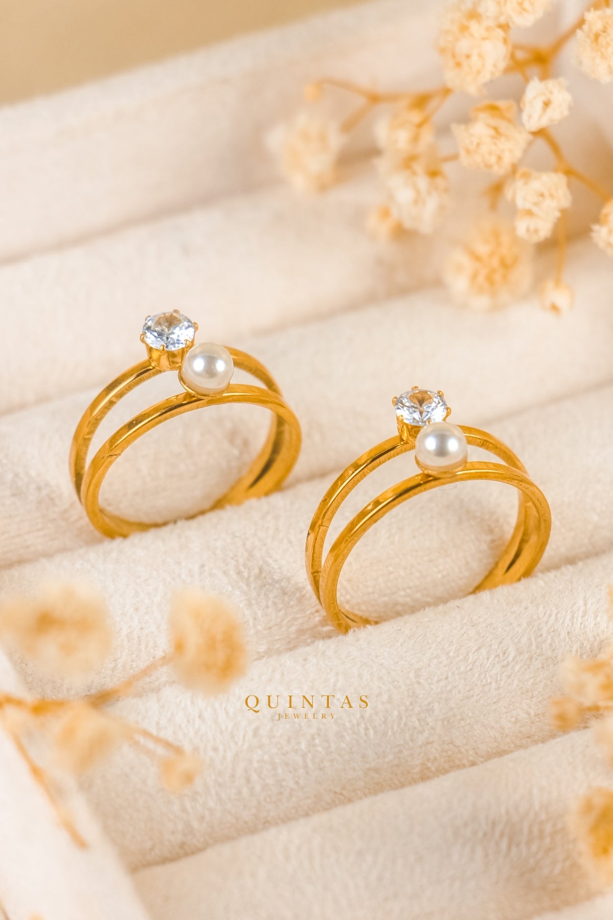 Grace Pearl and Diamond Ring