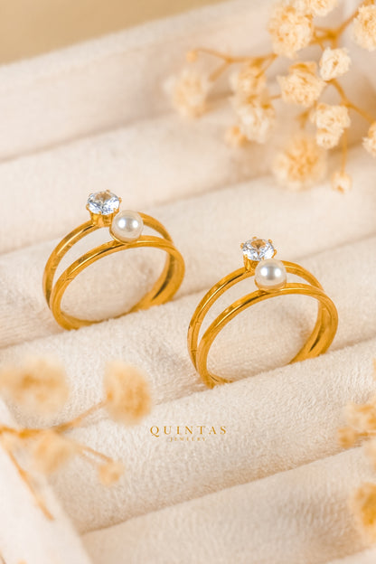 Grace Pearl and Diamond Ring