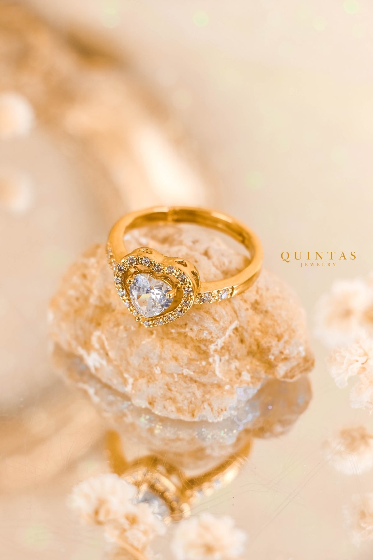 Beatrice Diamond Heart Ring (Adjustable)