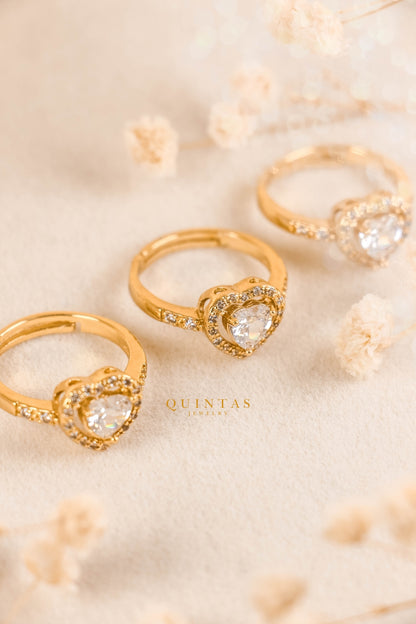 Beatrice Diamond Heart Ring (Adjustable)