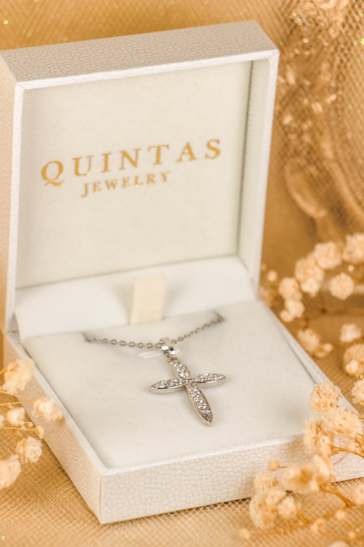 Petal Cross Silver Necklace