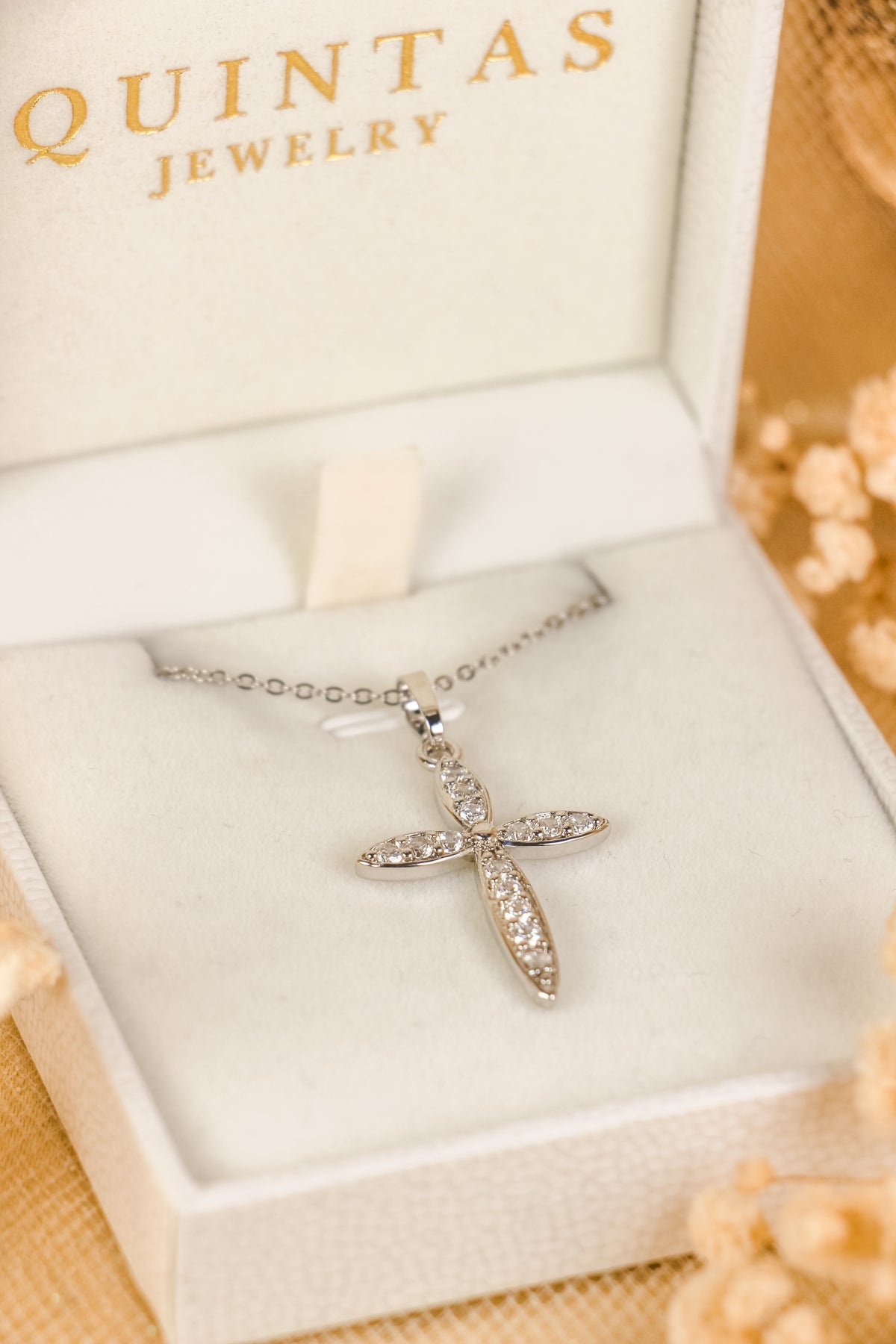 Petal Cross Silver Necklace
