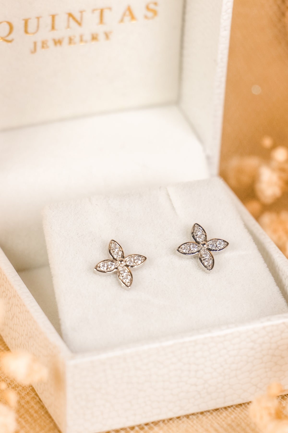 Floryn Petal Silver Stud Earrings