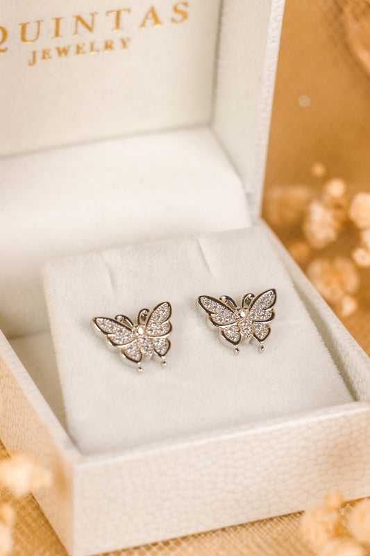 Mari Butterfly Silver Stud Earrings