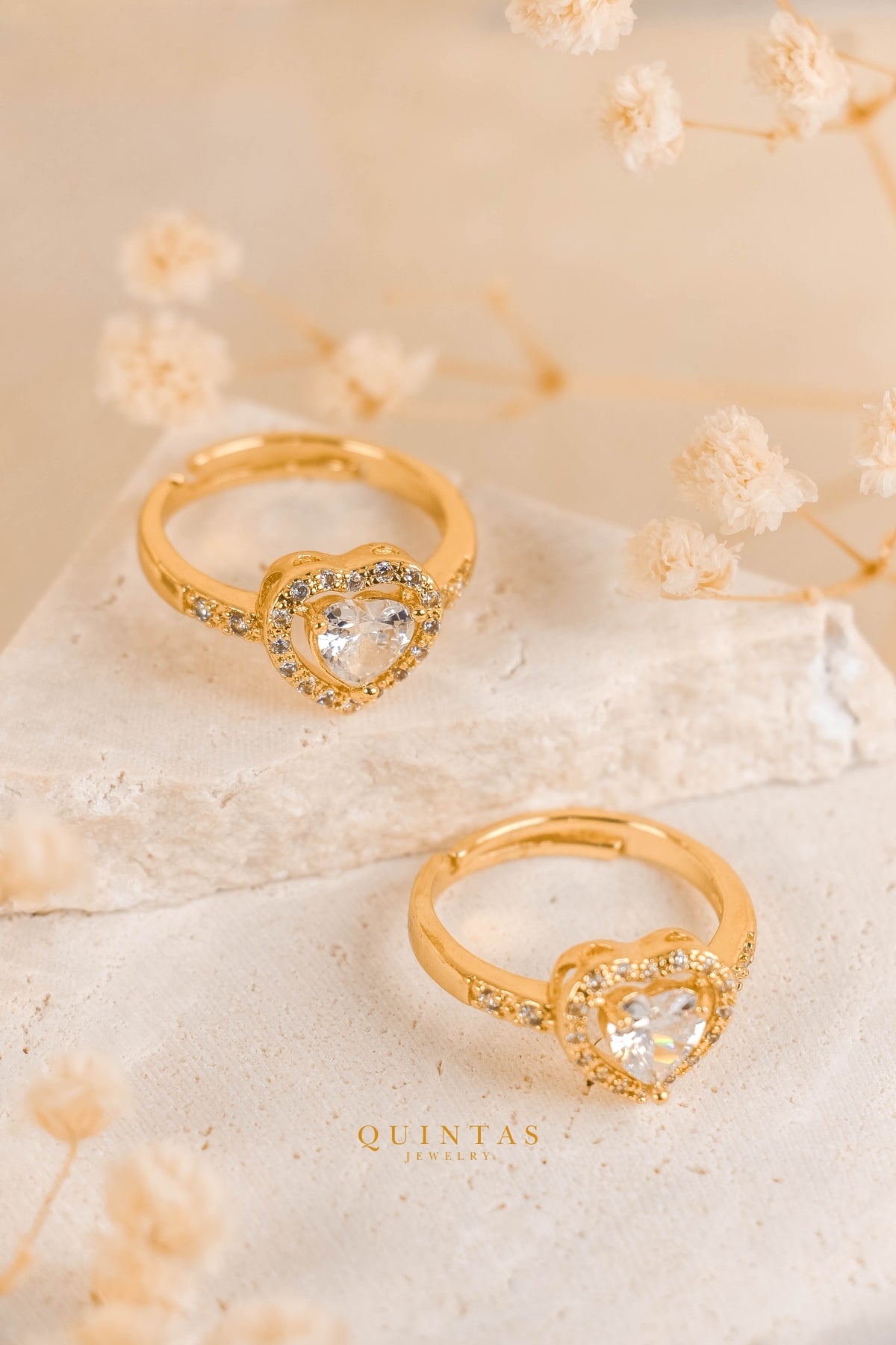 Beatrice Diamond Heart Ring (Adjustable)