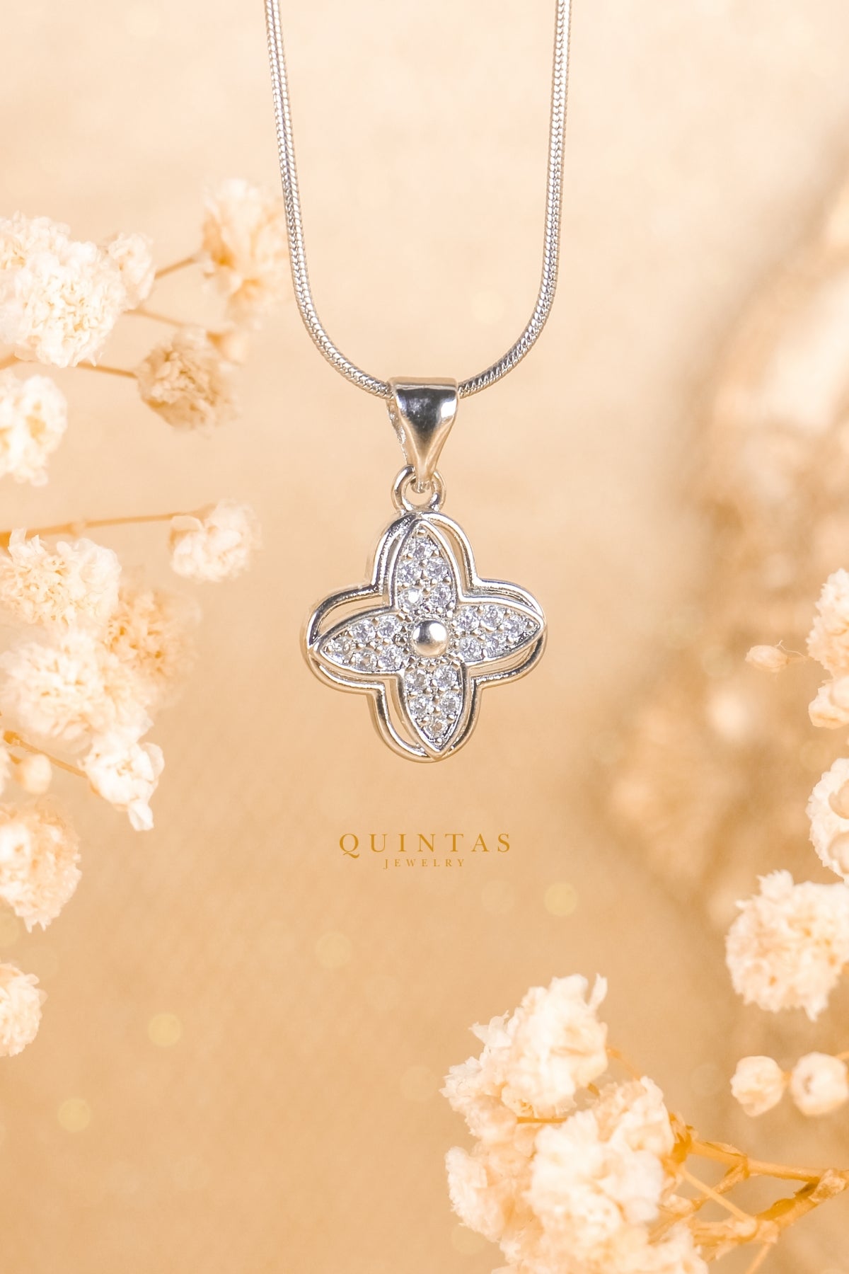 Silver Fortune Clover Necklace