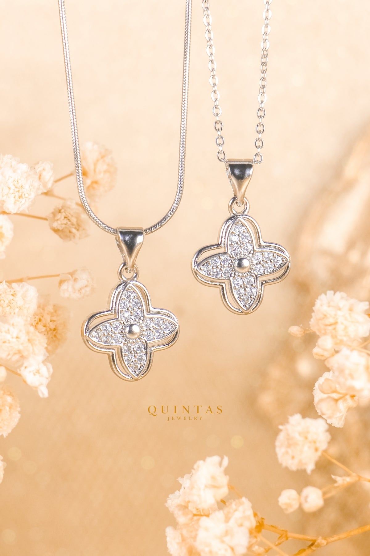 Silver Fortune Clover Necklace