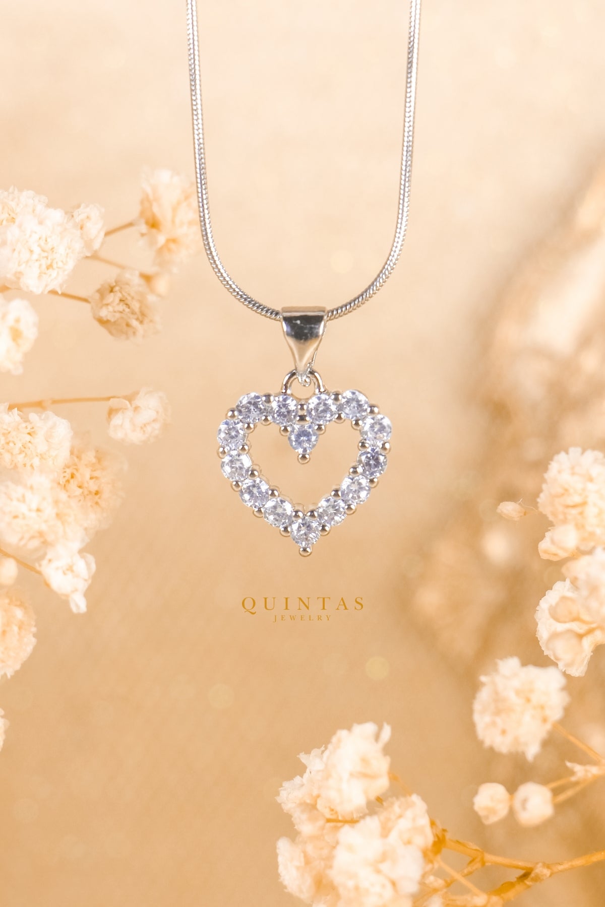 Iced Heart Silver Necklace