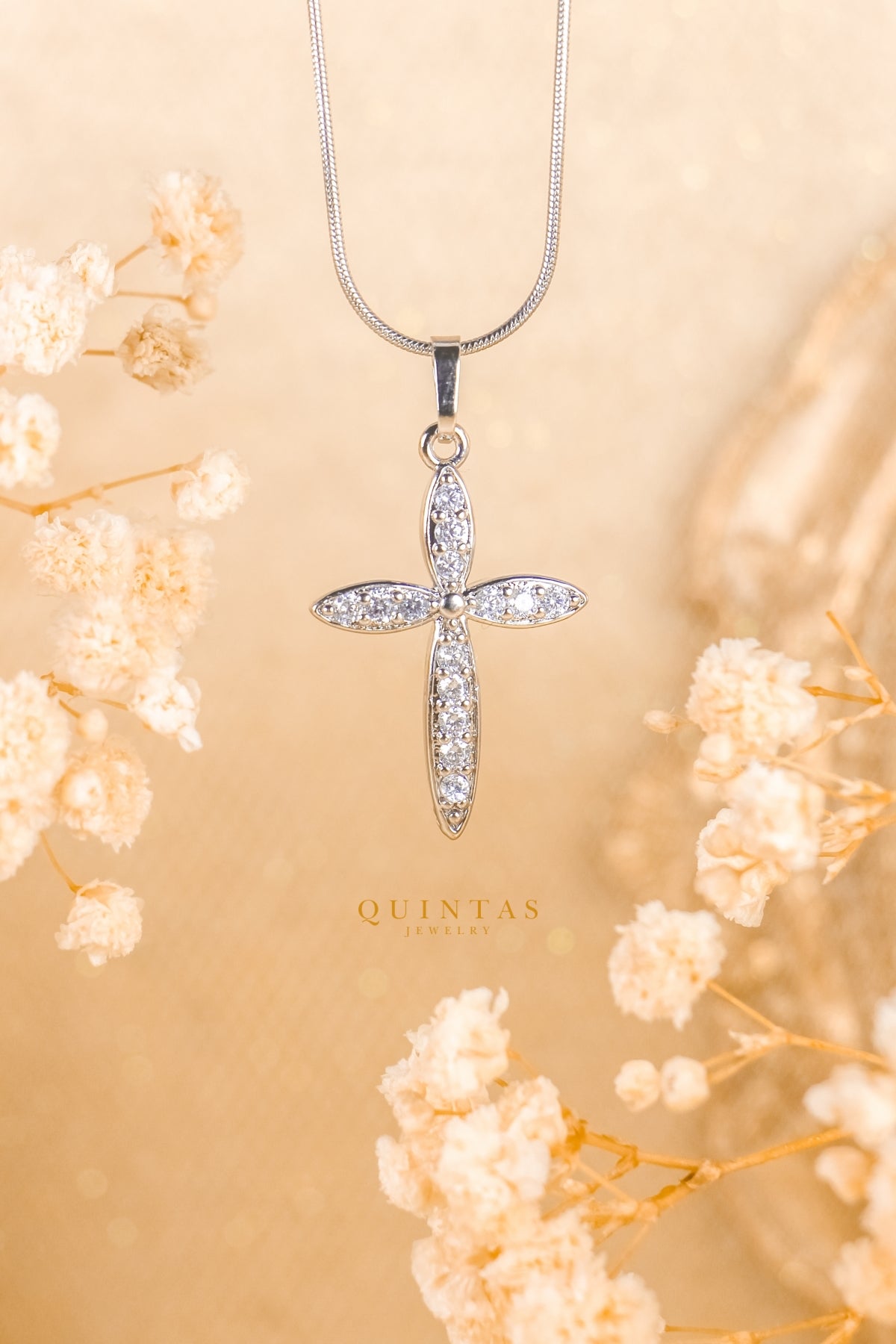 Petal Cross Silver Necklace