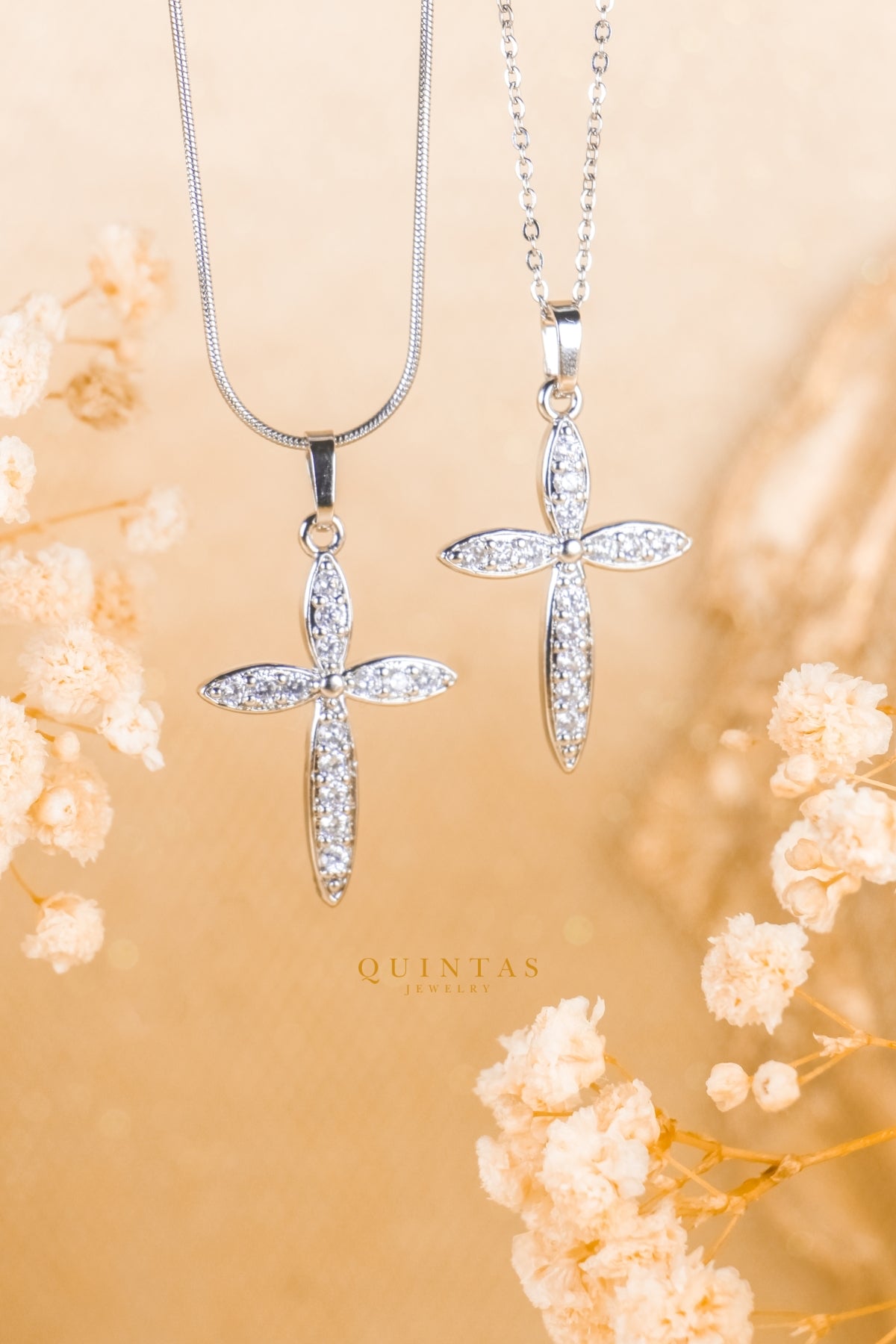 Petal Cross Silver Necklace