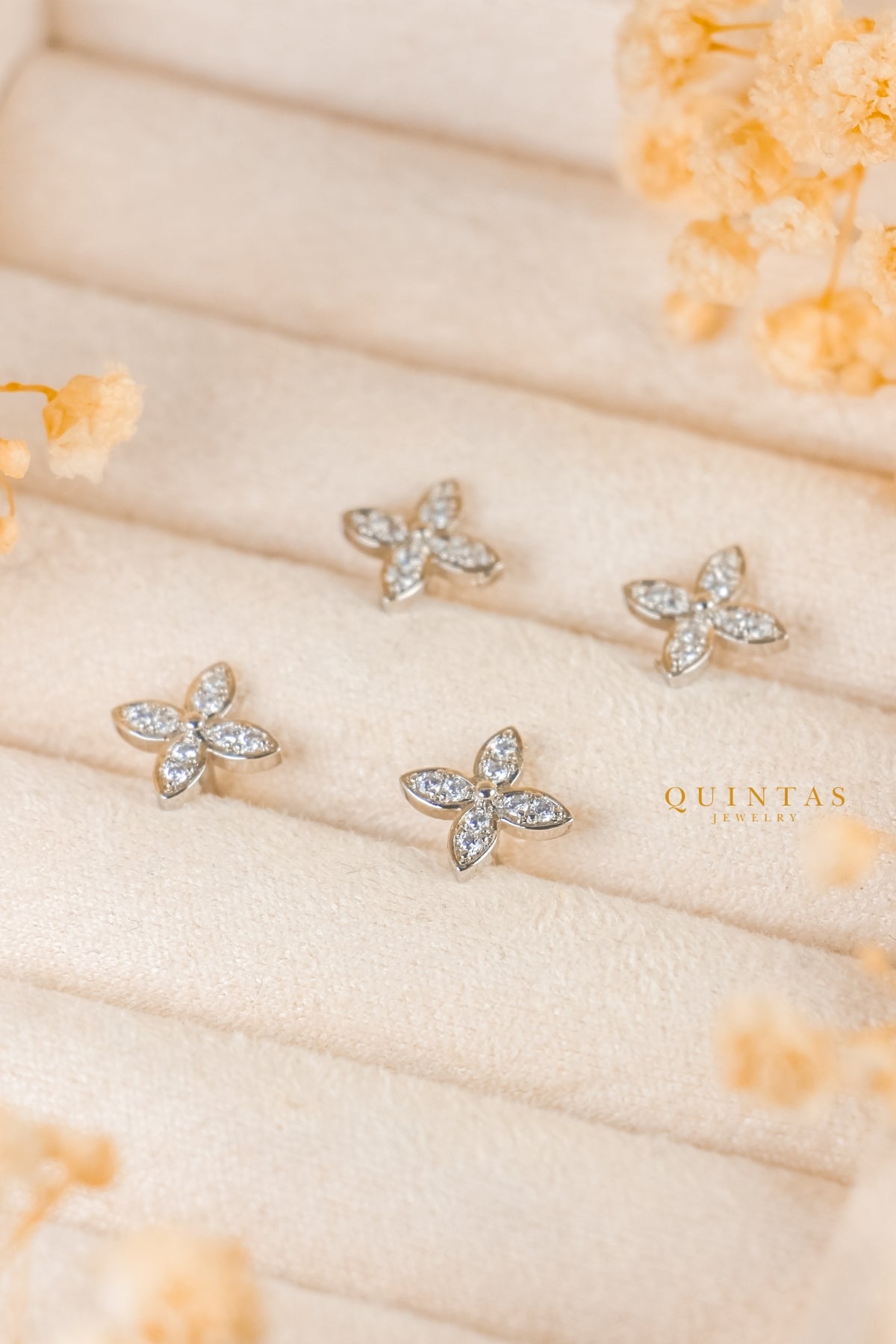 Floryn Petal Silver Stud Earrings