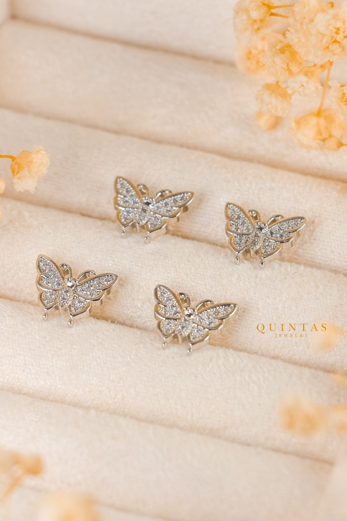 Mari Butterfly Silver Stud Earrings