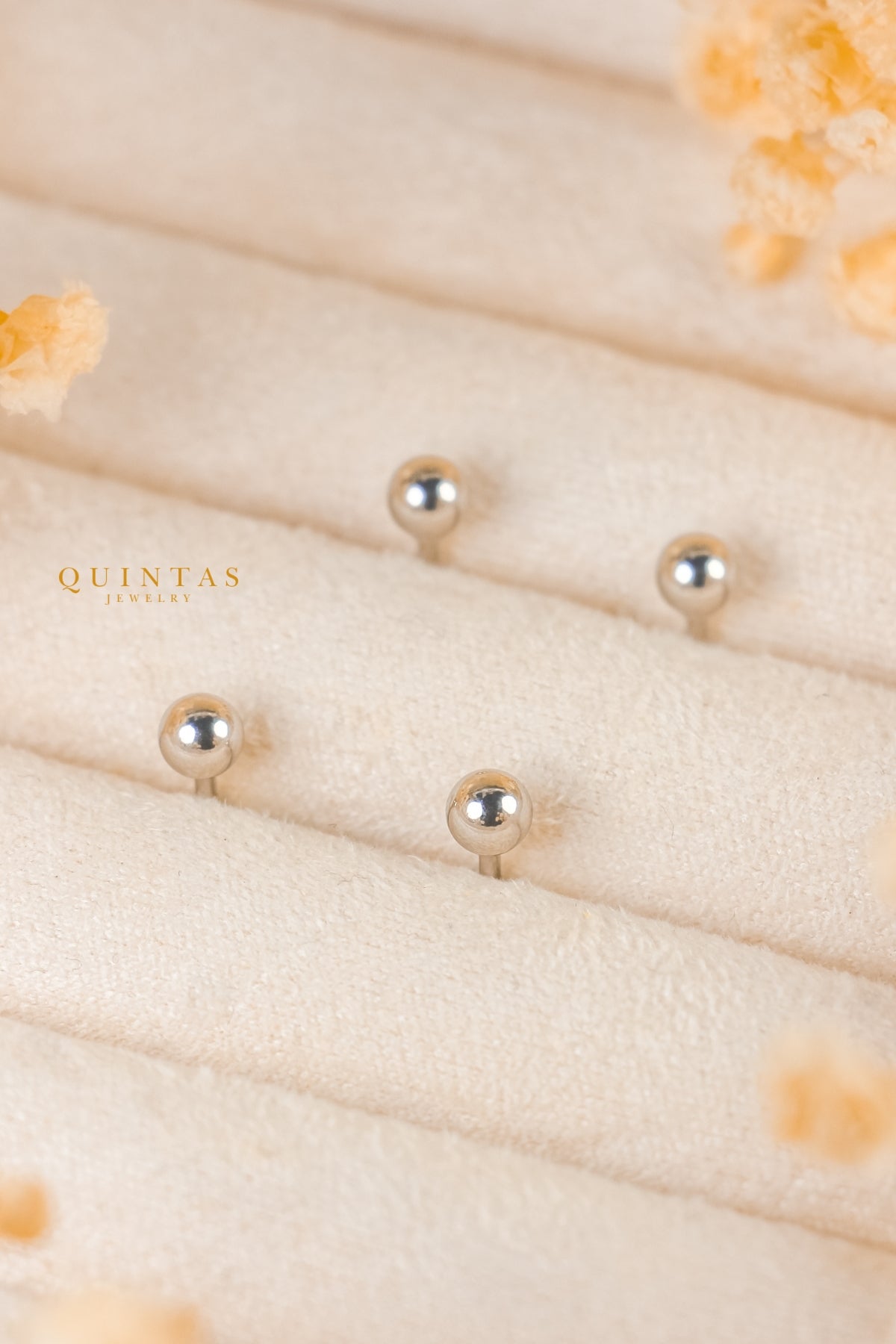 Classic Ball Silver Flatback Earrings