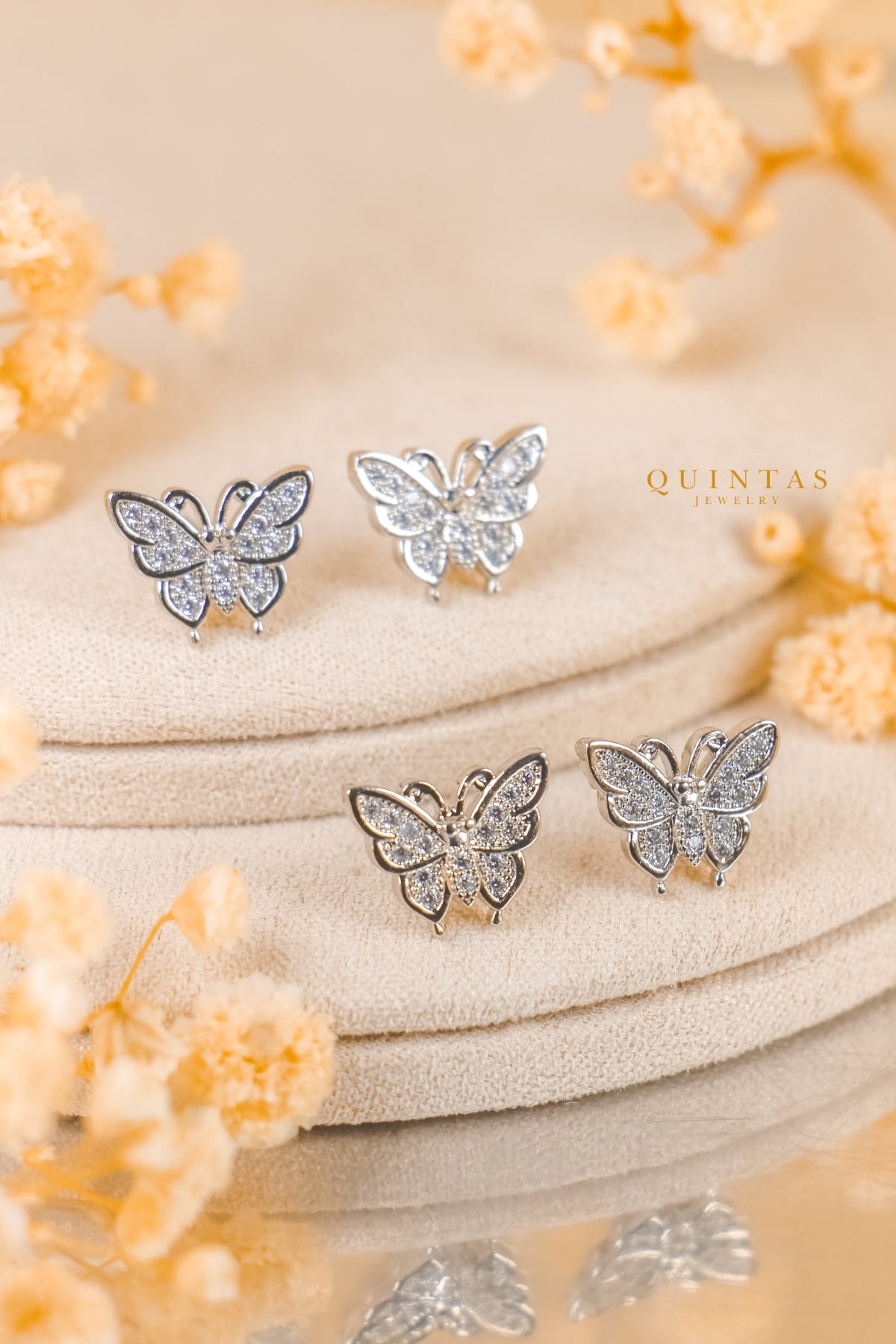 Mari Butterfly Silver Stud Earrings